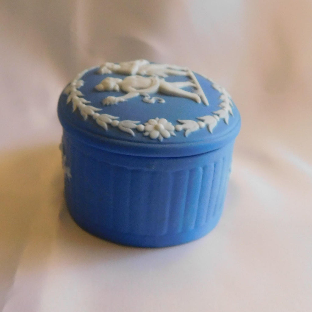 Blue Jasperware Oval Trinket Box # 22162