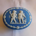 Blue Jasperware Oval Trinket Box # 22162