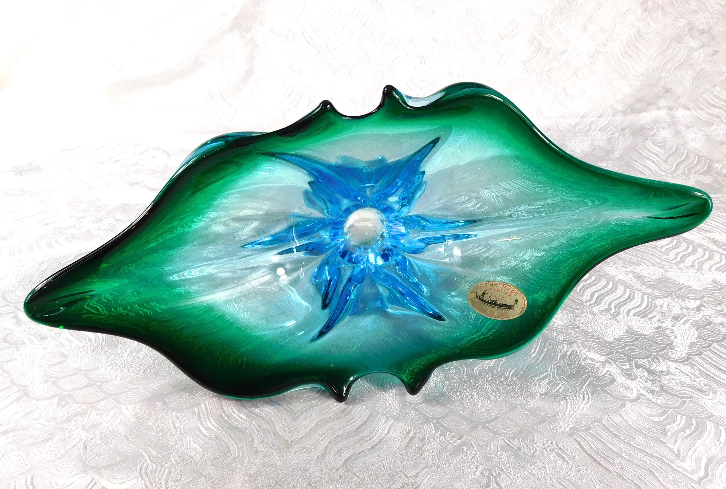 Blue and Green Art Glass Bowl from Italy # 27522