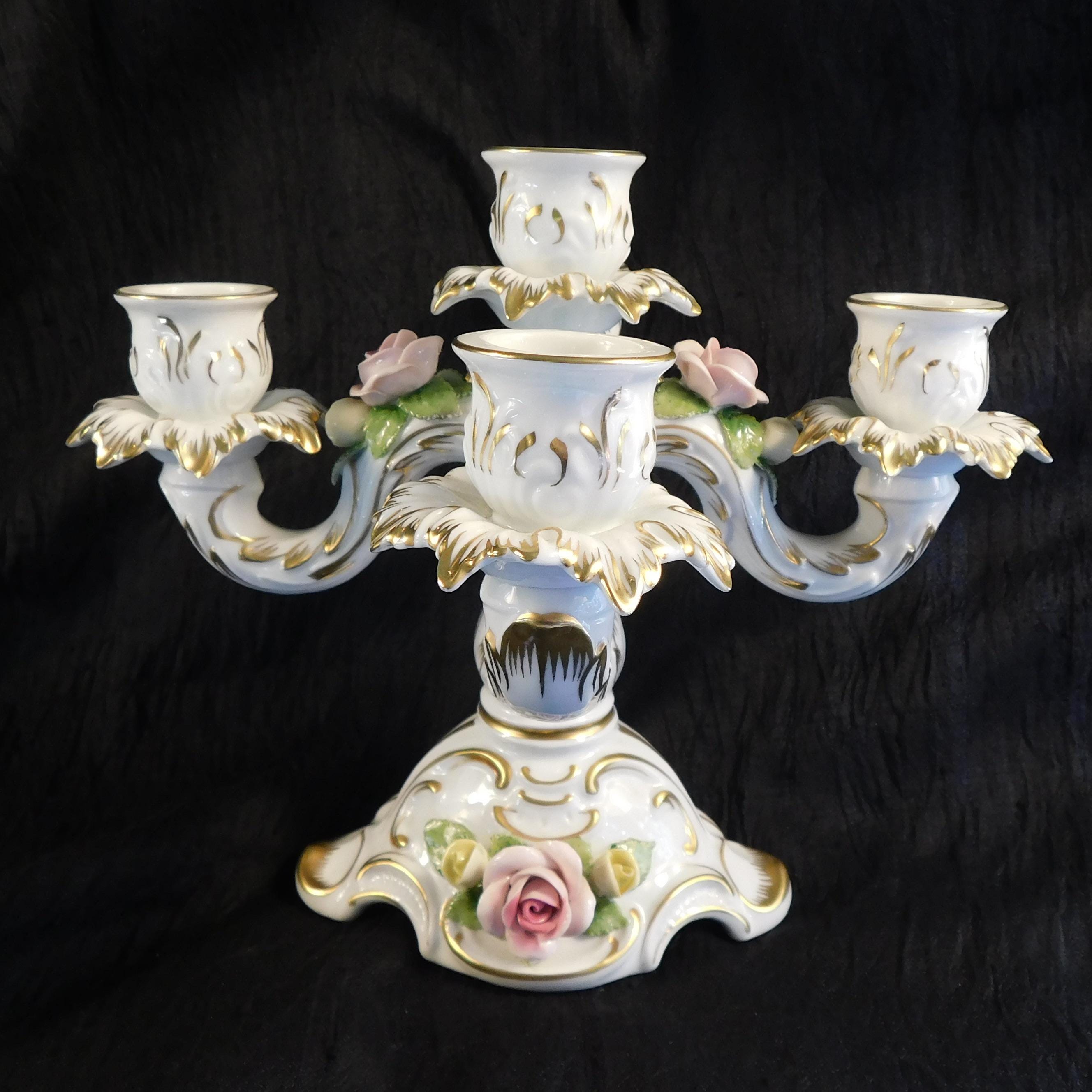 Alboth Kaiser Five Candle Candelabra with Dimensional Flowers # 27405