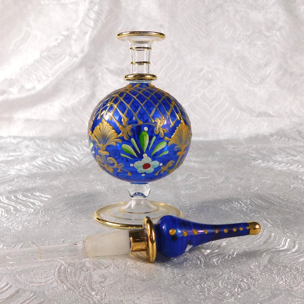 Blue Glass Decorative Perfume Bottle # 27483