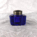 Blue Glass Inkwell with Hinged Lid # 27528