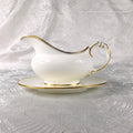 Cauldron White Gravy Boat and Underplate with Gold Trim # 27437