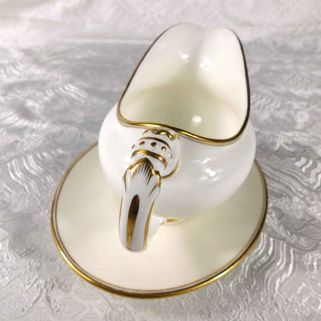 Cauldron White Gravy Boat and Underplate with Gold Trim # 27437