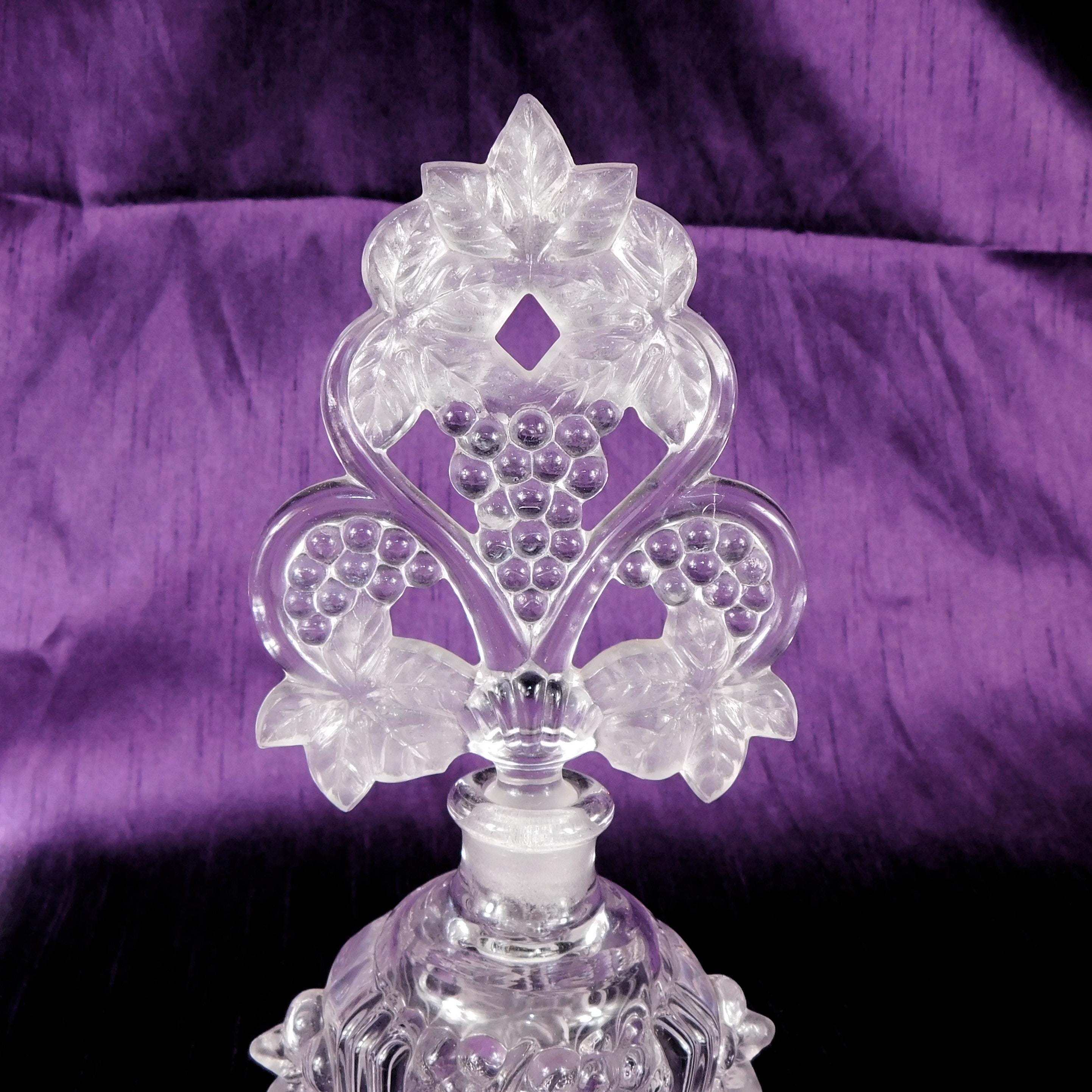 Clear Glass Footed Perfume Bottle with Open Stopper Design # 27513