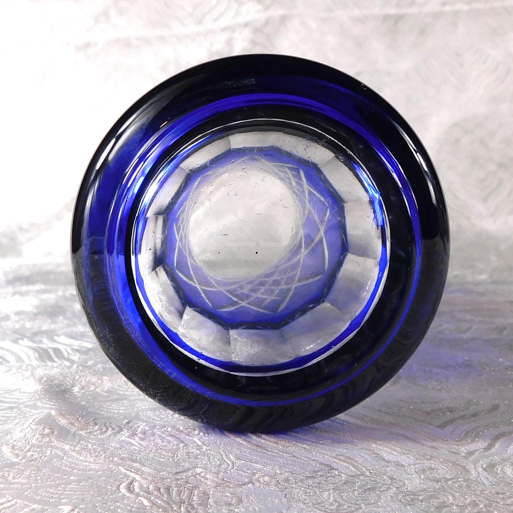 Blue Cut to Clear Glass Vase # 27383