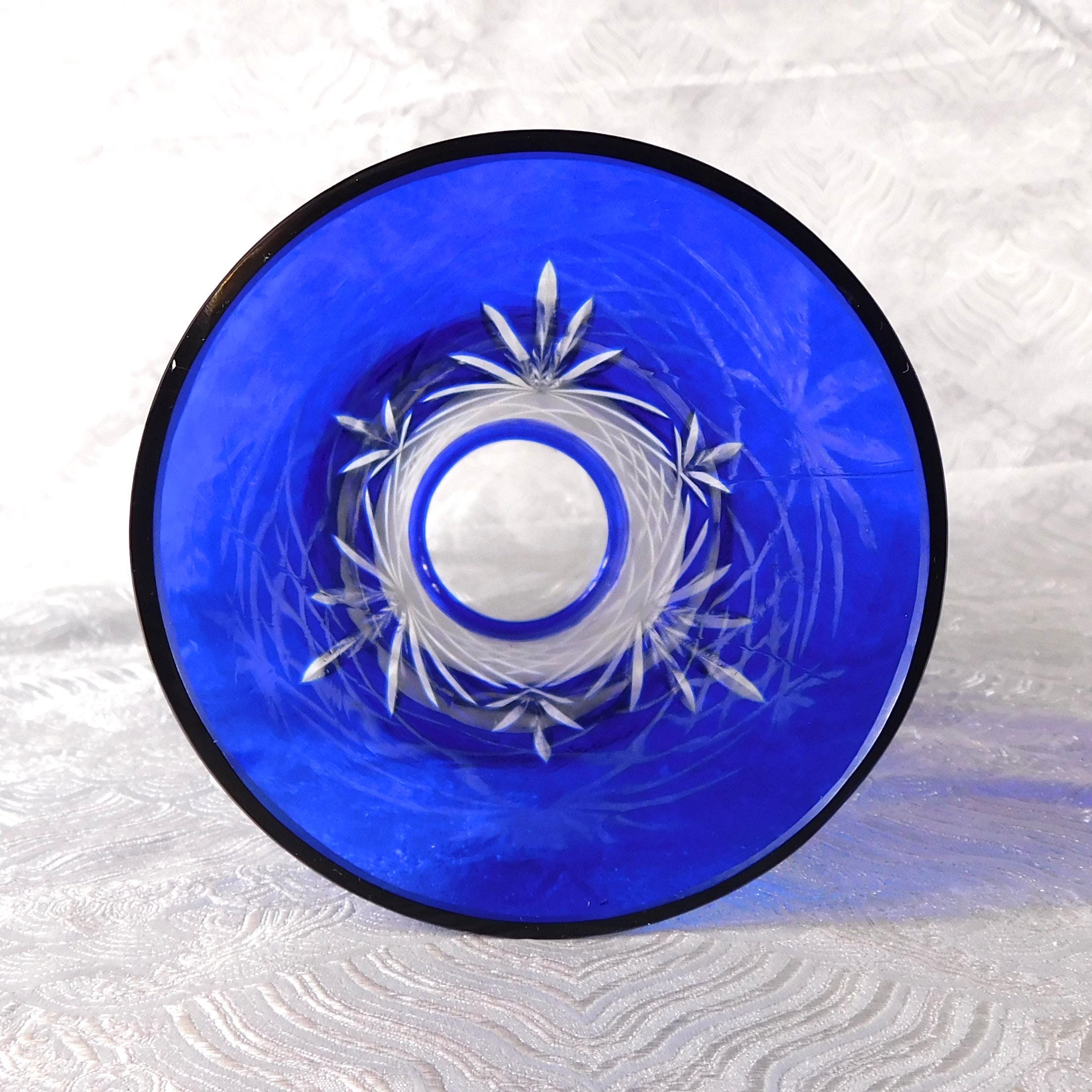 Blue Cut to Clear Glass Vase # 27383