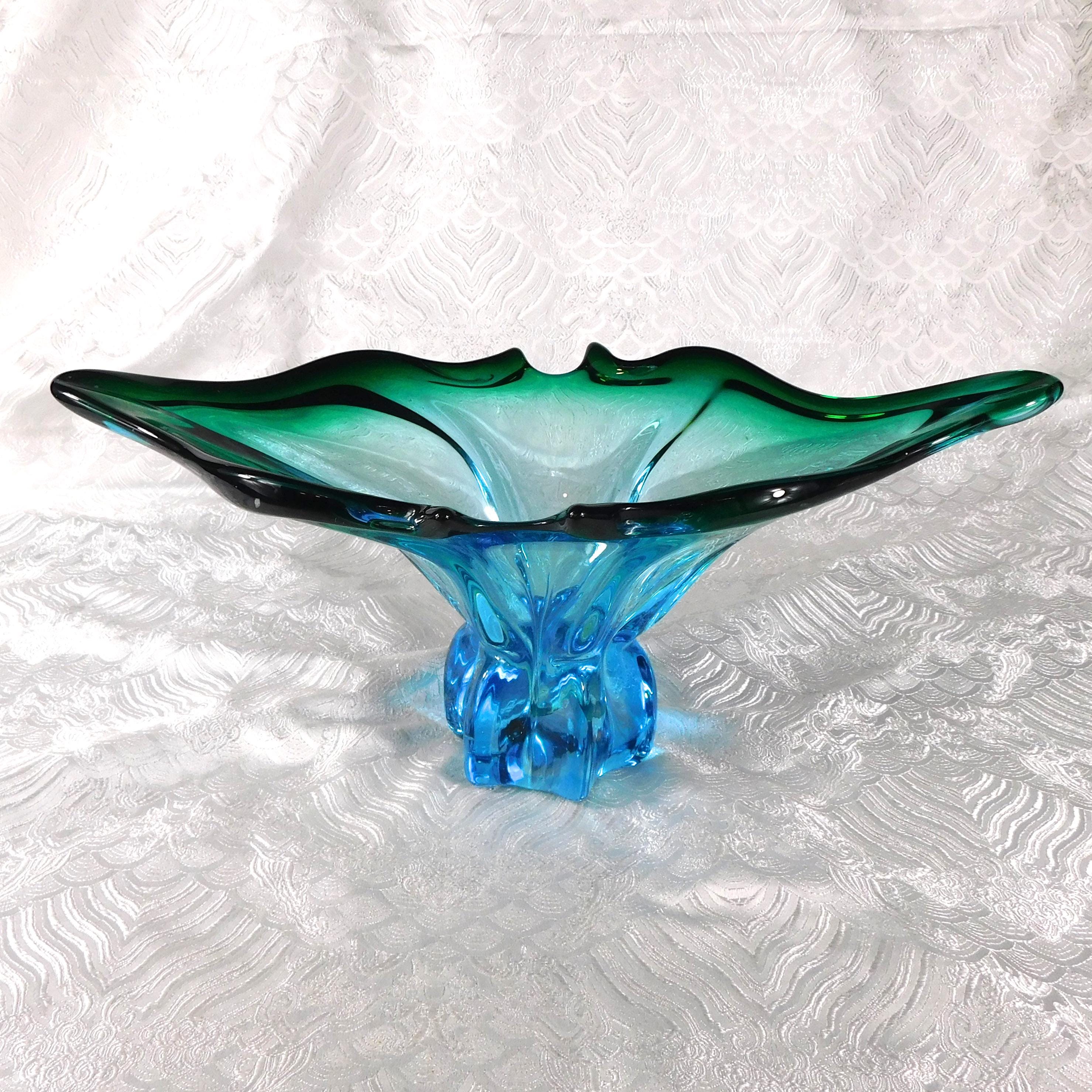 Blue and Green Art Glass Bowl from Italy # 27522