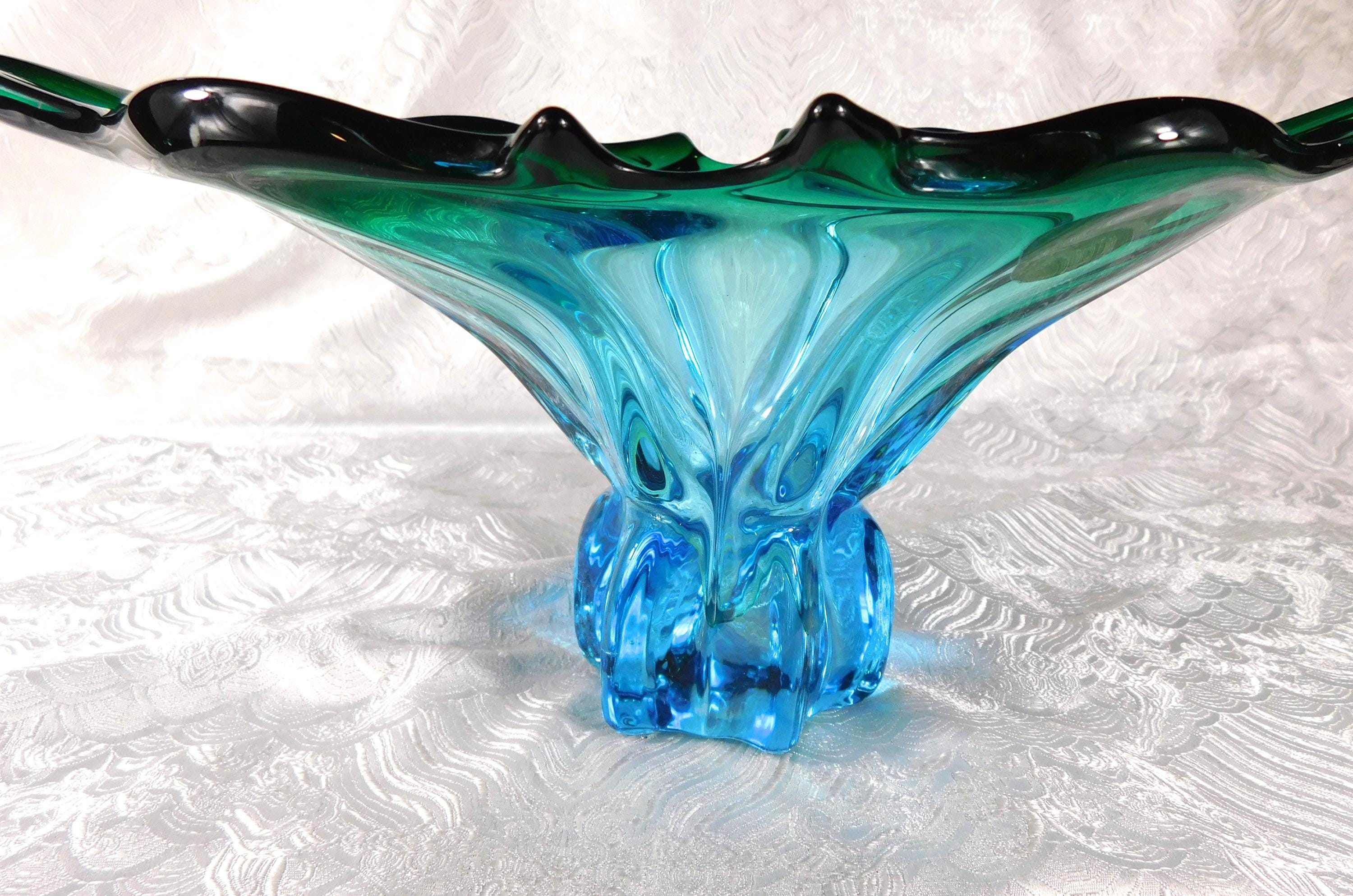 Blue and Green Art Glass Bowl from Italy # 27522