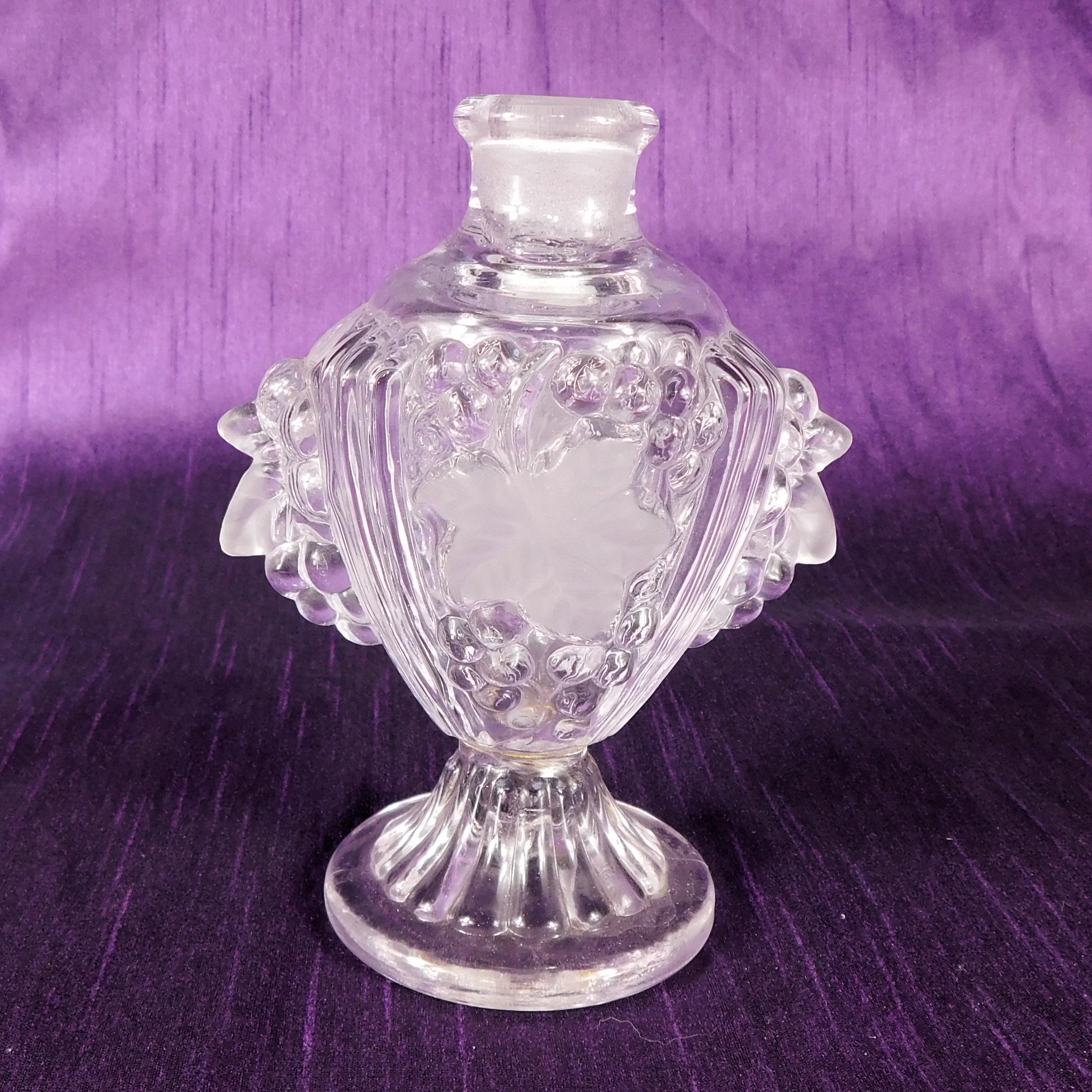 Clear Glass Footed Perfume Bottle with Open Stopper Design # 27513